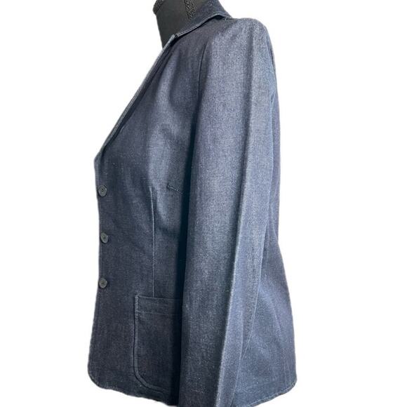 Women Gap Vintage 2000 dark denim blazer tailored structured & part lined SZ 8 - Picture 6 of 12